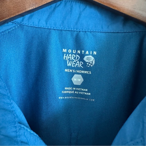 Mountain Hardwear Mens M Vented Long Sleeve Button-up Shirt Blue Zip Pocket M - Picture 4 of 8